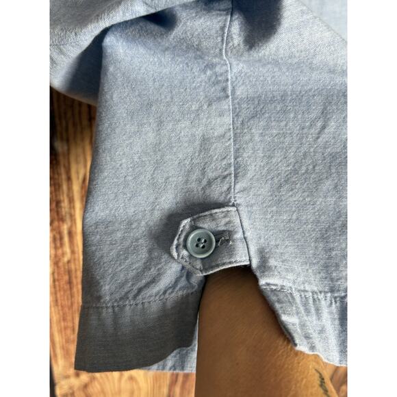 Talbots Perfect Crop Pant chambray Blue Curvy Fit Stretch Button Hem Size 10 - Picture 6 of 11